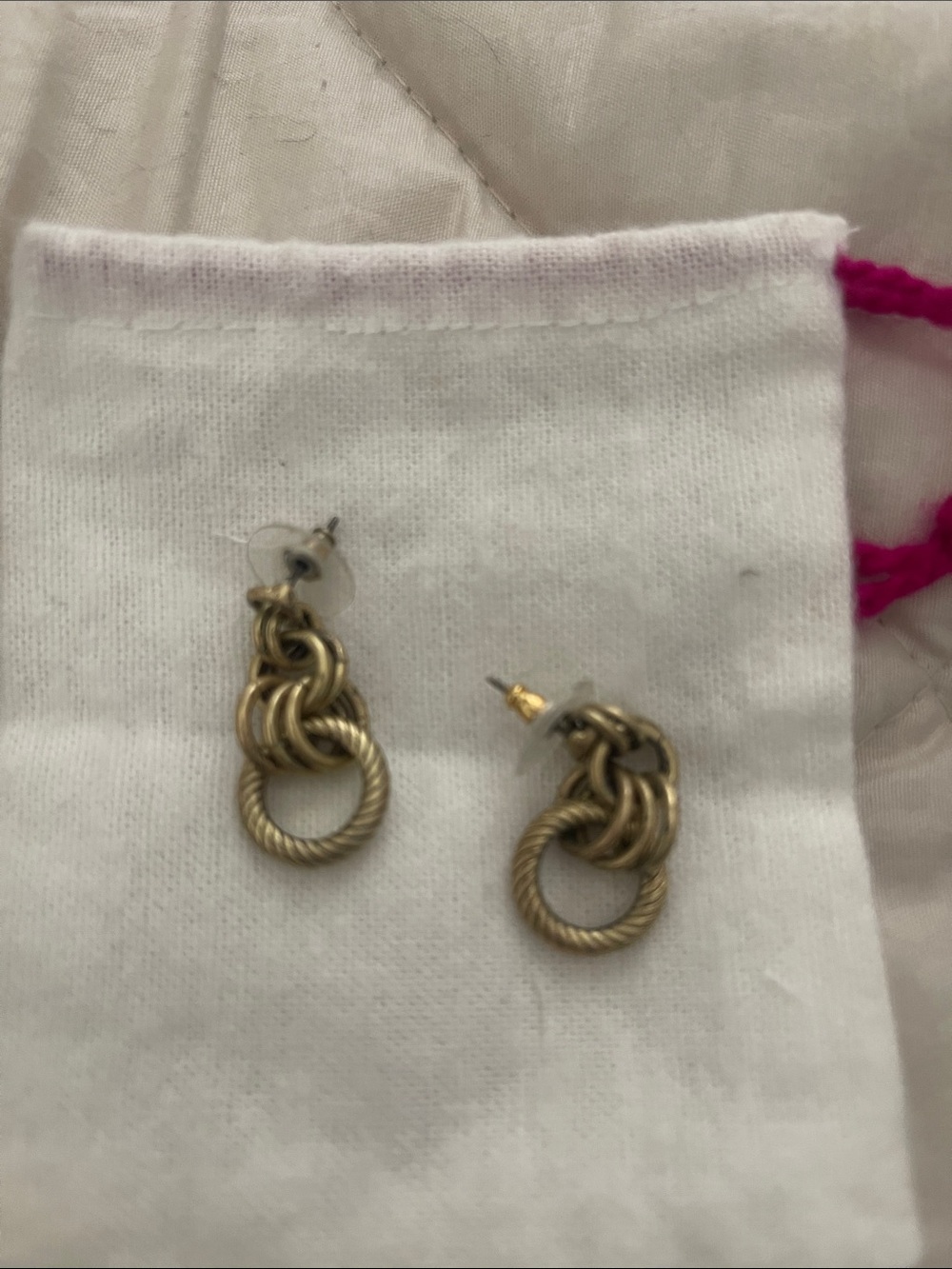 Cabi Gold-Tone Interlinked Rope Hoop Drop Earrings - Women Jewelry